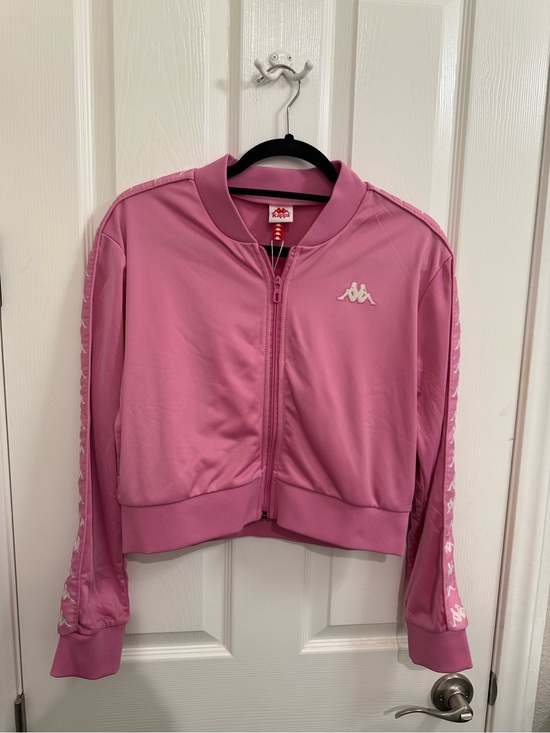Kappa Jackets & Blazers - Kappa Pink Cropped Bomber Jacket with Logo Tape